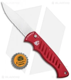 Piranha Red P-1 Pocket Automatic Knife (3.2" Mirror Serr) -Adventure Knife Shop Piranha P 1 Pocket Auto Red Mirror Serr BHQ 0012 jr bottlecap