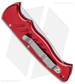 Piranha Red P-1 Pocket Automatic Knife (3.2" Mirror Serr) -Adventure Knife Shop Piranha P 1 Pocket Auto Red Mirror Serr BHQ 0012 jr side