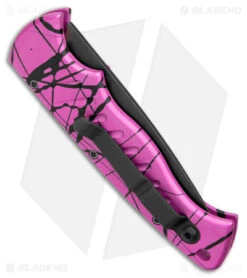 Piranha Pocket Automatic Knife Hot Pink (3.2" Black Serr) -Adventure Knife Shop Piranha Pocket Auto Hot Pink Black Serr BHQ 180416 jr sside