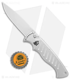 Piranha P-1 Automatic Knife Silver Aluminum (3.2" Mirror 154CM) -Adventure Knife Shop Piranha Pocket Auto Silver Mirror BHQ 22927 jr bottlecap