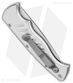 Piranha P-1 Automatic Knife Silver Aluminum (3.2" Mirror 154CM) -Adventure Knife Shop Piranha Pocket Auto Silver Mirror BHQ 22927 jr side