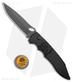 Piranha Predator Black Tactical Automatic Knife (4.1" Black) -Adventure Knife Shop Piranha Predator Black Tactical Auto Black BHQ 12721 jr bottlecap