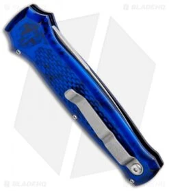 Piranha Prowler Blue Automatic Knife (3.2" Stonewash) -Adventure Knife Shop Piranha Prowler Blue Auto SW BHQ 20546 jr side