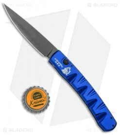 Piranha Virus Automatic Knife Blue Tactical (3.25" Black) -Adventure Knife Shop Piranha Virus Auto Blue Tactical Black BHQ 27813 jr bottlecap