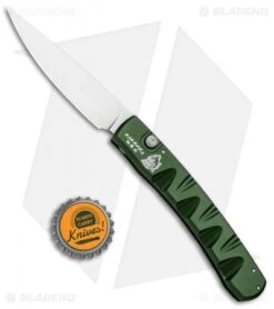 Piranha Virus Automatic Knife Green Aluminum (3.25" Mirror) -Adventure Knife Shop Piranha Virus Auto Green Mirror BHQ 28388 jr bottlecap
