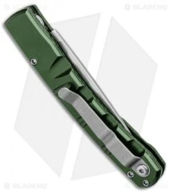 Piranha Virus Automatic Knife Green Aluminum (3.25" Mirror) -Adventure Knife Shop Piranha Virus Auto Green Mirror BHQ 28388 jr side
