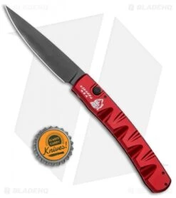 Piranha Virus Automatic Knife Red Tactical (3.25" Black) -Adventure Knife Shop Piranha Virus Auto Red Tactical Black BHQ 28575 jr bottlecap