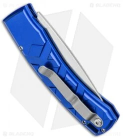 Piranha X Automatic Knife Blue (3.3" Mirror) -Adventure Knife Shop Piranha X Auto Blue Mirror BHQ 27827 jr side