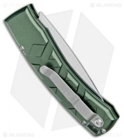Piranha X Automatic Knife Green Aluminum (3.3" Mirror) -Adventure Knife Shop Piranha X Auto Green Mirror BHQ 26287 jr side 2