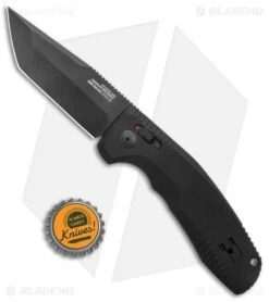 SOG Knives SOG-TAC AU Tanto Automatic Knife Black Aluminum (3.4" Black) -Adventure Knife Shop SOG Knives SOG TAC AU Auto Tanto Black Black BHQ 119260 jr bottlecap