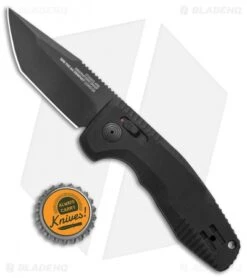 SOG Knives SOG-TAC AU Compact Tanto Automatic Knife Aluminum (2.9" Black) -Adventure Knife Shop SOG Knives SOG TAC AU Compact Auto Tanto Black Black BHQ 119254 jr bottlecap