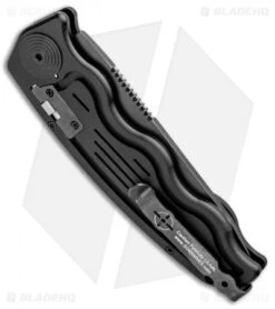 SOG-TAC Tanto Automatic Knife Black Aluminum (3.5" Black Serr) ST-04 -Adventure Knife Shop SOG TAC Tanto Auto Black Aluminum Black Serr ST 04 BHQ 2598 jr side