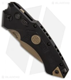 Hogue Sig Sauer EX-A05 Spear Point Automatic Knife Black (3.5" FDE) 36530 -Adventure Knife Shop Sig Knives EX A05 Spear Point FDE SW BHQ 84600 er spine