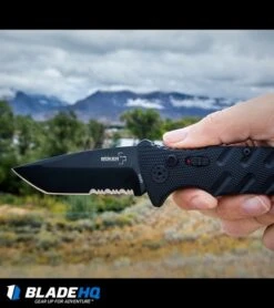 Boker Plus Strike Tanto Automatic Knife (3.25" Black Serr D2) -Adventure Knife Shop boker plus strike auto BHQ 32038 dl 2