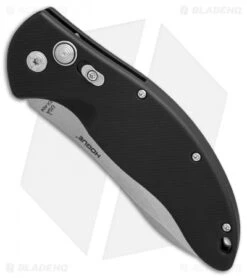 Hogue Knives EX-A04 Upswept Automatic Knife Black (4" Tumbled) 34416 -Adventure Knife Shop hogue knives EX A04 upswept black 34416 BHQ 37971 er spine