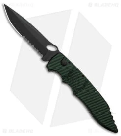 Piranha Mini Predator Tactical Automatic Knife Green (3.5" Black Serr)