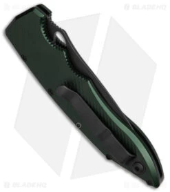 Piranha Mini Predator Tactical Automatic Knife Green (3.5" Black Serr) -Adventure Knife Shop piranha Mini Predator Green Tactical Serrated Automatic Knife 3in Black BHQ 142361 td side