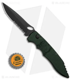 Piranha Mini Predator Tactical Automatic Knife Green (3.5" Black Serr) -Adventure Knife Shop piranha Mini Predator Green Tactical Serrated Automatic Knife 3in Black BHQ 142361 td size