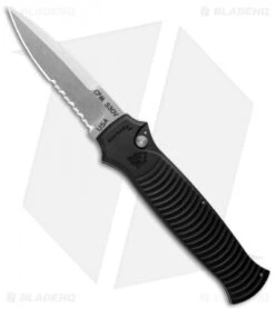 Piranha Bodyguard Automatic Knife Black (3.3" Stonewash Serr)
