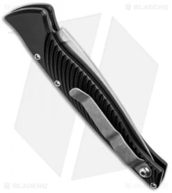 Piranha DNA Automatic Knife Black (3.25" Mirror Serr) -Adventure Knife Shop piranha dna mirror plain black side cm 1