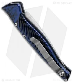 Piranha DNA Automatic Knife Blue Marble (3.25" Mirror Serr) -Adventure Knife Shop piranha dna mirror plain blue side cm