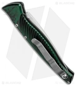 Piranha DNA Automatic Knife Green Marble (3.25" Mirror Serr) -Adventure Knife Shop piranha dna mirror plain green side cm