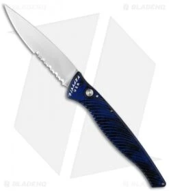 Piranha DNA Automatic Knife Blue Marble (3.25" Mirror Serr)