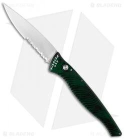 Piranha DNA Automatic Knife Green Marble (3.25" Mirror Serr)