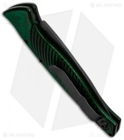 Piranha DNA Automatic Knife Green Marble Tactical (3.25" Black Serr) -Adventure Knife Shop piranha dna tactical plain green side cm
