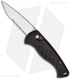 Piranha Fingerling Black Automatic Knife (2.5" Mirror Serr)