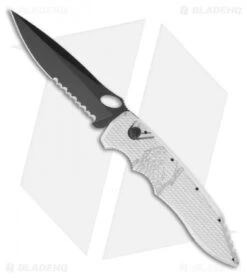 Piranha Mini Predator Silver Tactical Automatic Knife (3.5" Black Serr)