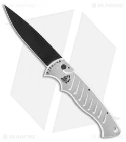 Piranha Pocket Automatic Knife Silver Tactical (3.2" Black)