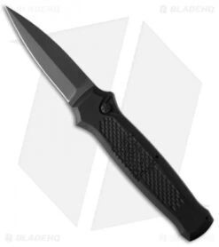 Piranha Prowler Tactical Black Automatic Knife (3.2" Black Plain)