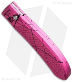 Piranha Toxin Automatic Knife Pink (3.75" Mirror Serr) -Adventure Knife Shop piranha toxin pink mirror ser bottom cm
