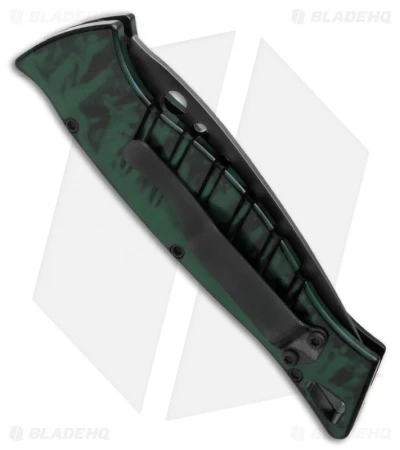 Piranha Amazon Automatic Knife Green Tactical (3.45" Black Serr) 2 Piranha Amazon Automatic Knife Green Tactical (3.45" Black Serr) - Image 2
