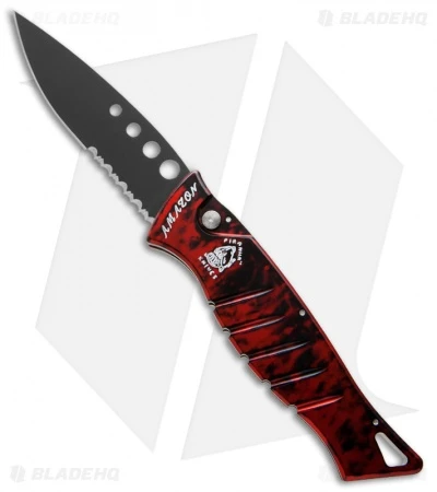 Piranha Amazon Automatic Knife Red Tactical (3.45" Black Serr) 1 Piranha Amazon Automatic Knife Red Tactical (3.45" Black Serr)