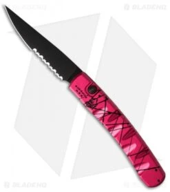 Piranha Virus Automatic Knife Pink Tactical (3.25" Black Serr)