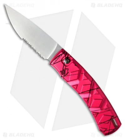 Piranha X Automatic Knife Pink (3.3" Mirror Serr) 1 Piranha X Automatic Knife Pink (3.3" Mirror Serr)